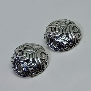 * vintage antique 925 art deco nouveau floral button clip on earrings